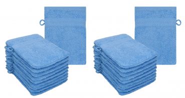 Betz PREMIUM Waschandschuhe 20-teilig - Frottee Waschlappen - aus 100% Baumwolle – 16 cm x 21 cm Hellblau