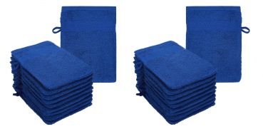 Betz Set di 20 guanti da bagno PREMIUM misure 16x21 cm 100% cotone colore blu
