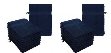 Betz Set di 20 guanti da bagno PREMIUM misure 16x21 cm 100% cotone colore blu scuro