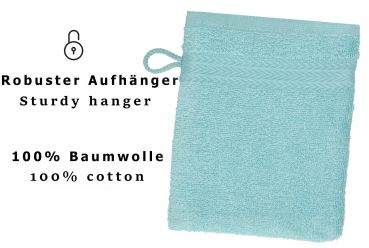 Betz PREMIUM Waschandschuhe 20-teilig - Frottee Waschlappen - aus 100% Baumwolle – 16 cm x 21 cm Ocean
