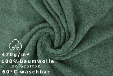 Betz PREMIUM Waschandschuhe 20-teilig - Frottee Waschlappen - aus 100% Baumwolle – 16 cm x 21 cm Tannengrün