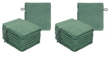 Betz Set di 20 guanti da bagno PREMIUM misure 16x21 cm 100% cotone colore verde abete
