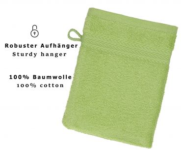 Betz PREMIUM Waschandschuhe 20-teilig - Frottee Waschlappen - aus 100% Baumwolle – 16 cm x 21 cm Avocadogrün