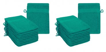 Betz 20 Piece Wash Mitt Set PREMIUM 100% Cotton 16x21 cm colour emerald green
