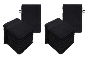 Betz lot de 20 gants de toilette PREMIUM taille 16x21 cm 100% coton couleur noir