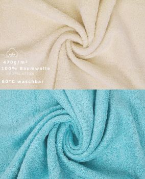 Betz 10 Stück Waschhandschuhe PREMIUM 100% Baumwolle Waschlappen Set 16x21 cm Farbe sand - ocean