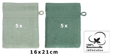 Betz Pack of 10 Wash Mitts PREMIUM 100% Cotton 16x21 cm hay green - fir green