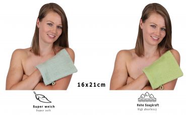 Betz Paquete de 10 manoplas de baño PREMIUM 100% algodón 16x21 cm verde heno y verde aguacate