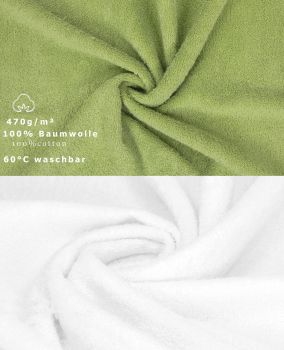 Betz 10 Stück Waschhandschuhe PREMIUM 100% Baumwolle Waschlappen Set 16x21 cm Farbe avocadogrün - weiß