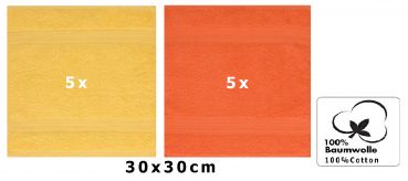 Betz 10 Stück Seiftücher PREMIUM 100% Baumwolle Größe 30x30 cm Farbe honiggelb - blutorange