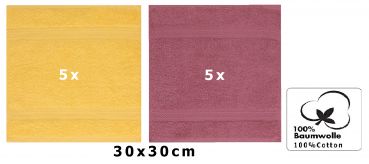 Betz 10 Lavette salvietta asciugamano per il bidet Premium 100% cotone misure 30x30 cm colore giallo miele e frutti di bosco