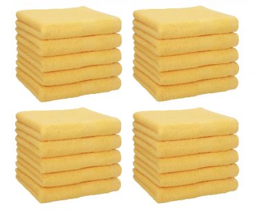 Betz Lot de 20 serviettes débarbouillettes PREMIUM taille: 30x30 cm 100% Coton couleur jaune miel