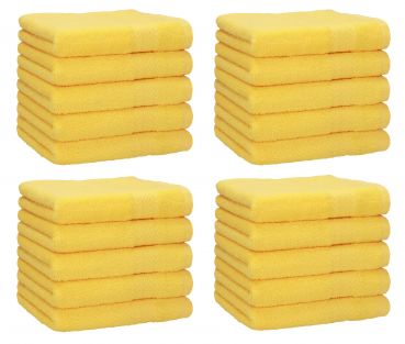 Betz Lot de 20 serviettes débarbouillettes PREMIUM taille: 30x30 cm 100% Coton couleur jaune