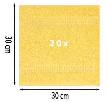 Betz Paquete de 20 toallas faciales PREMIUM 100% algodón 30x30 cm color amarillo