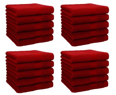 Betz Lot de 20 serviettes débarbouillettes PREMIUM taille: 30x30 cm 100% Coton couleur rouge rubis