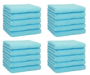 Betz Lot de 20 serviettes débarbouillettes PREMIUM taille: 30x30 cm 100% Coton couleur turquoise