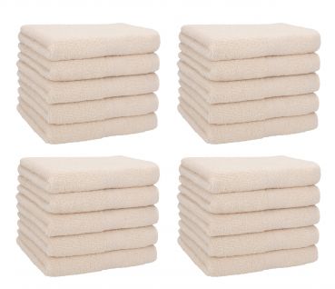 Betz Lot de 20 serviettes débarbouillettes PREMIUM taille: 30x30 cm 100% Coton couleur sable
