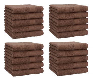 Betz Lot de 20 serviettes débarbouillettes PREMIUM taille: 30x30 cm 100% Coton couleur marron noisette