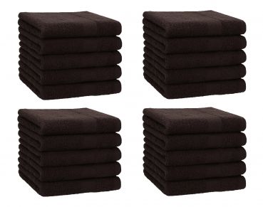 Betz Lot de 20 serviettes débarbouillettes PREMIUM taille: 30x30 cm 100% Coton couleur marron foncé