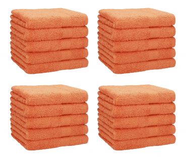 Betz Lot de 20 serviettes débarbouillettes PREMIUM taille: 30x30 cm 100% Coton couleur orange