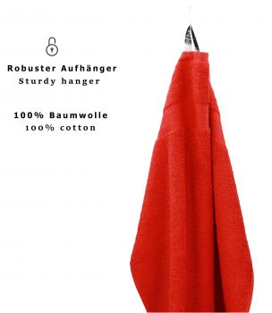 Betz Paquete de 20 toallas faciales PREMIUM 100% algodón 30x30 cm color rojo