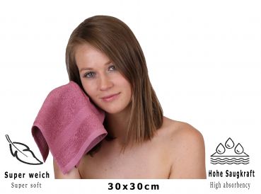 Betz Lot de 20 serviettes débarbouillettes PREMIUM taille: 30x30 cm 100% Coton couleur fruits de bois