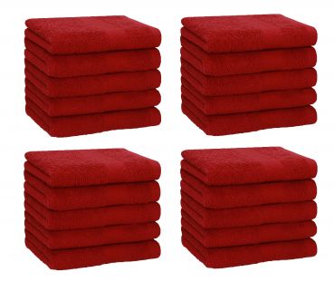 Betz Lot de 20 serviettes débarbouillettes PREMIUM taille: 30x30 cm 100% Coton couleur rouge foncé