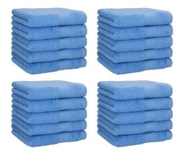 Betz Lot de 20 serviettes débarbouillettes PREMIUM taille: 30x30 cm 100% Coton couleur bleu clair