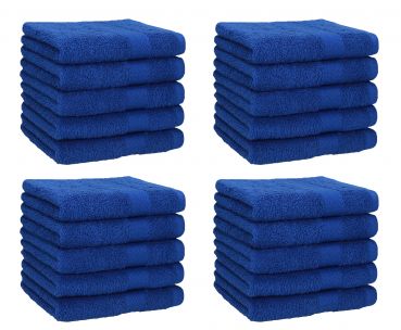 Betz Lot de 20 serviettes débarbouillettes PREMIUM taille: 30x30 cm 100% Coton couleur bleu royal