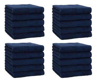 Betz Lot de 20 serviettes débarbouillettes PREMIUM taille: 30x30 cm 100% Coton couleur bleu foncé