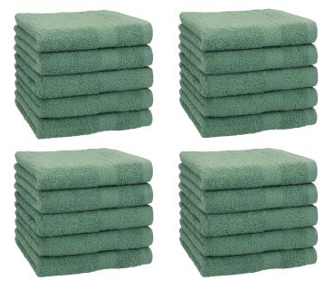 Betz Lot de 20 serviettes débarbouillettes PREMIUM taille: 30x30 cm 100% Coton couleur vert sapin