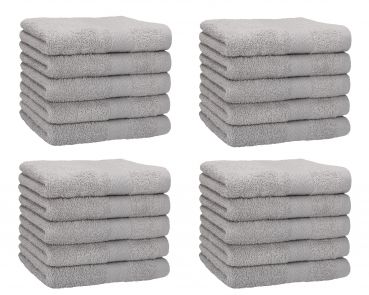 Betz Lot de 20 serviettes débarbouillettes PREMIUM taille: 30x30 cm 100% Coton couleur gris argenté