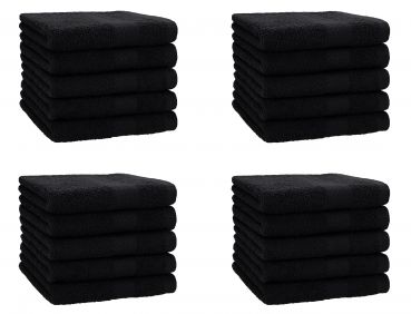 Betz Lot de 20 serviettes débarbouillettes PREMIUM taille: 30x30 cm 100% Coton couleur noir