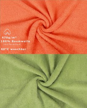 Betz Paquete de 10 toallas faciales PREMIUM 100% algodón 30x30 cm color naranja sanguíneo y verde aquacate