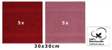 Betz 10 Stück Seiftücher PREMIUM 100% Baumwolle Größe 30x30 cm Farbe rubinrot - beere