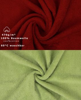 Betz Paquete de 10 toallas faciales PREMIUM 100% algodón 30x30 cm color rojo rubí - verde aquacate