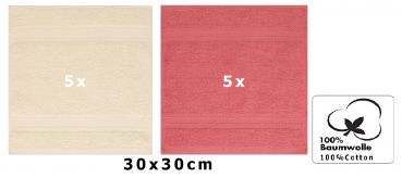 Betz 10 Lavette salvietta asciugamano per il bidet Premium 100 % cotone misure 30 x 30 cm colore sabbia e rosso lampone