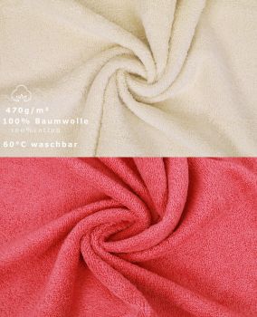 Betz 10 Lavette salvietta asciugamano per il bidet Premium 100 % cotone misure 30 x 30 cm colore sabbia e rosso lampone