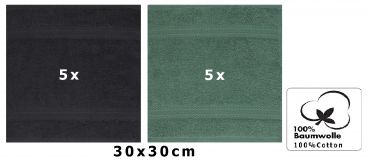 Betz 10 Stück Seiftücher PREMIUM 100% Baumwolle Größe 30x30 cm Farbe graphit - tannengrün