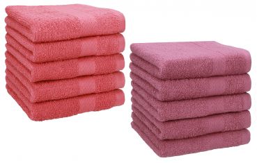 Betz Lot de 10 serviettes débarbouillettes lavettes taille 30x30 cm en 100% coton PREMIUM couleur framboise & fruits de bois