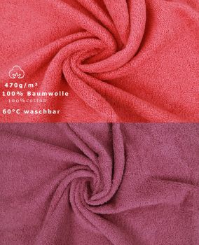 Betz Paquete de 10 toallas faciales PREMIUM 100% algodón 30x30 cm color rojo frambuesa y rojo baya