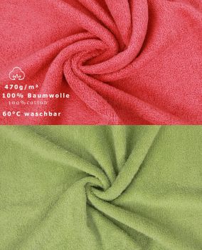 Betz 10 Lavette salvietta asciugamano per il bidet Premium 100 % cotone misure 30 x 30 cm colore rosso lampone e verde avocado
