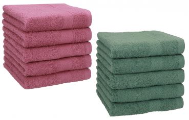 Betz 10 Lavette salvietta asciugamano per il bidet Premium 100 % cotone misure 30 x 30 cm colore frutti di bosco e verde abete