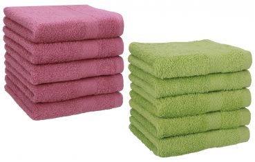 Betz Lot de 10 serviettes débarbouillettes lavettes taille 30x30 cm en 100% coton PREMIUM couleur fruits de bois & vert avocat