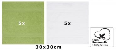 Betz 10 Stück Seiftücher PREMIUM 100% Baumwolle Größe 30x30 cm Farbe avocadogrün - weiß