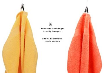 Betz Paquete de 10 toallas de tocador PREMIUM 100% algodón 30x50 cm color amarillo miel y naranja sanguíneo