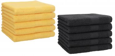 Betz Paquete de 10 toallas de tocador PREMIUM 100% algodón 30x50 cm color amarillo miel y grafito