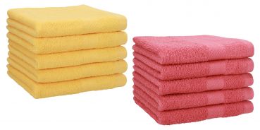 Betz Lot de 10 serviettes d'invités serviette invité taille 30x50 cm en 100% coton Premium couleur jaune miel et framboise