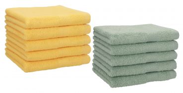 Betz Paquete de 10 toallas de tocador PREMIUM 100% algodón 30x50 cm color amarillo miel y verde heno