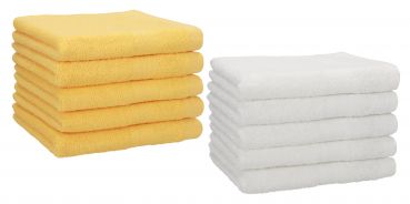 Betz Lot de 10 serviettes d'invités serviette invité taille 30x50 cm en 100% coton Premium couleur jaune miel et blanc